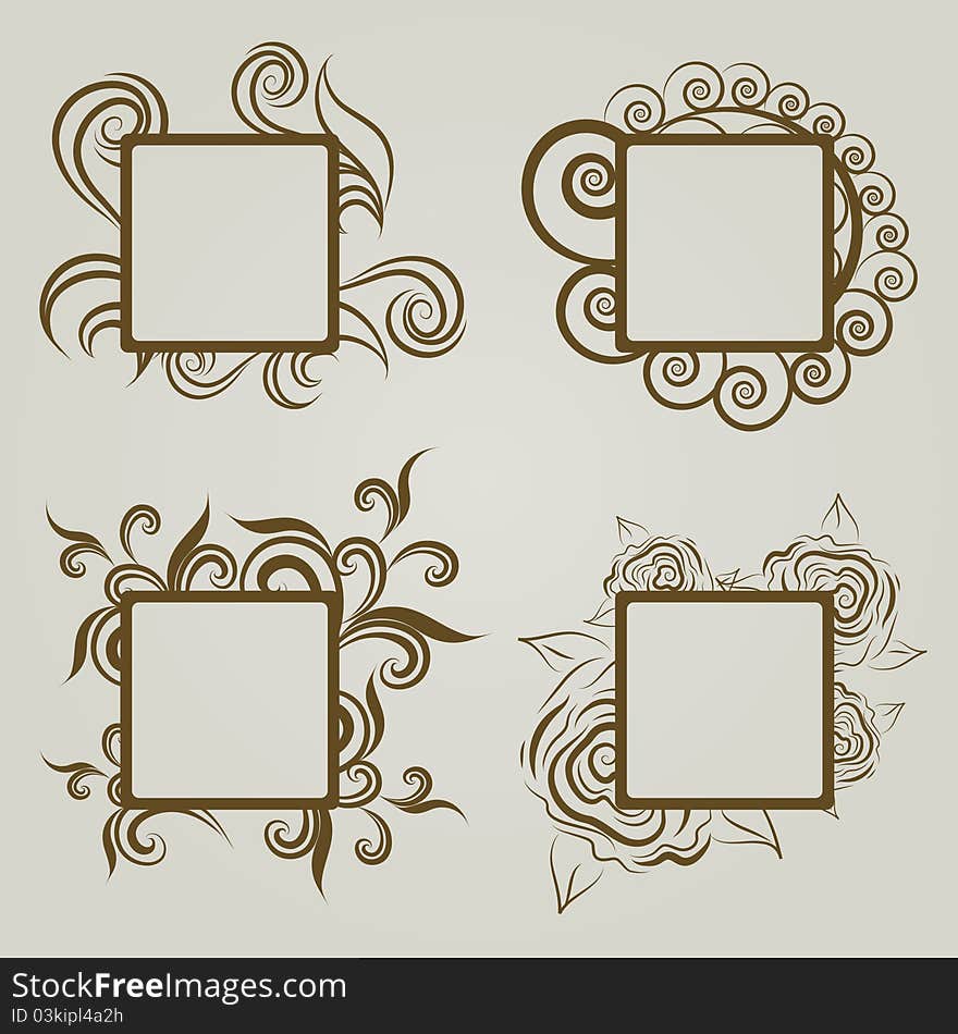 Vector set of vintage frames with Autumn Leafs. Thanksgiving