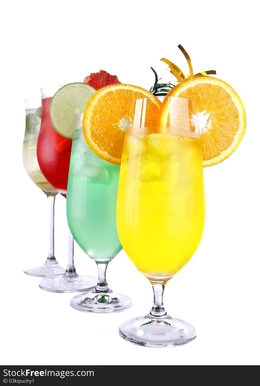 Isolated summer drinks on white background. Isolated summer drinks on white background