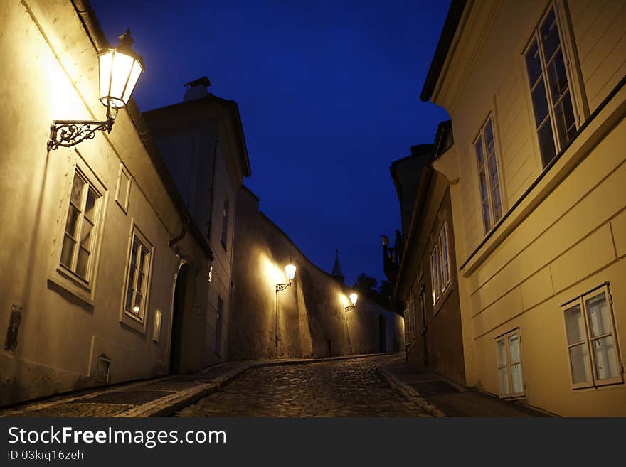 Narrow street in old town, Prague - Hradcany, Czech Republic