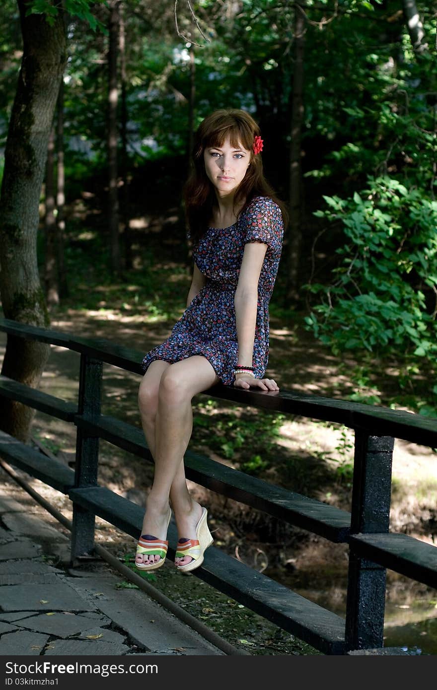 Girl walking outdoor in park