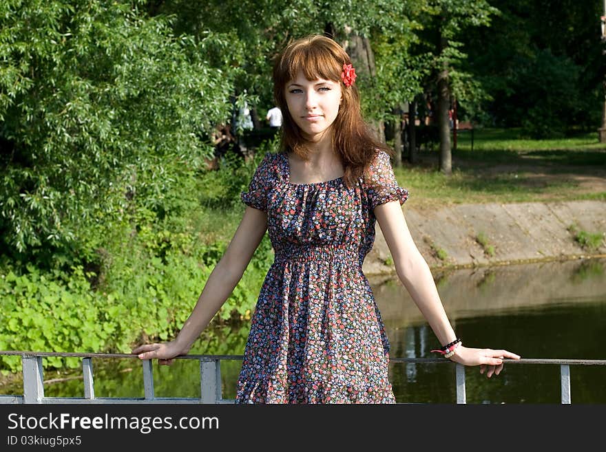 Girl walking outdoor in park