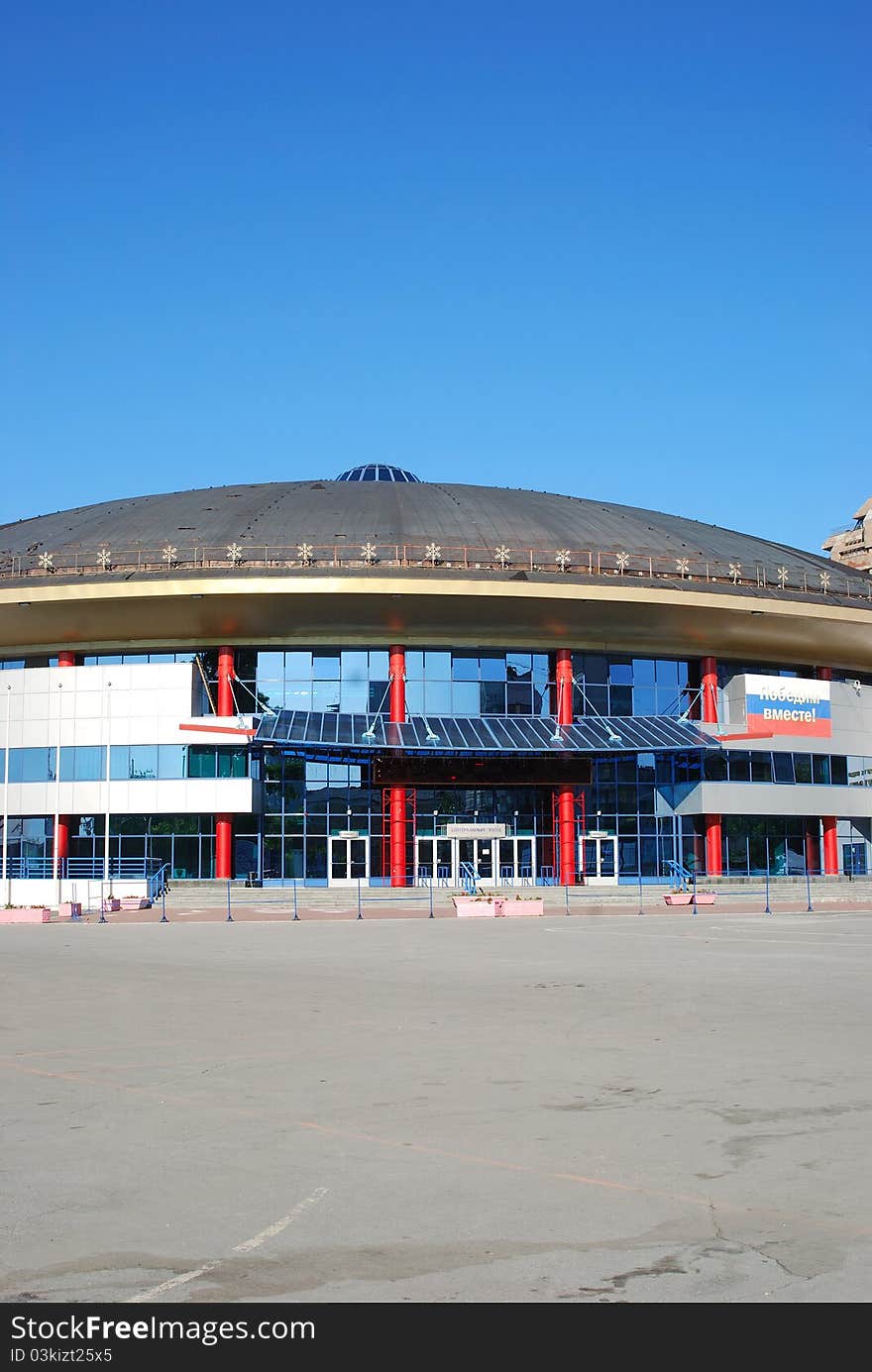 DIVS, Palace for sports games is a sports arena built in the neoconstructivist style. It opened in 2003. DIVS, Palace for sports games is a sports arena built in the neoconstructivist style. It opened in 2003.