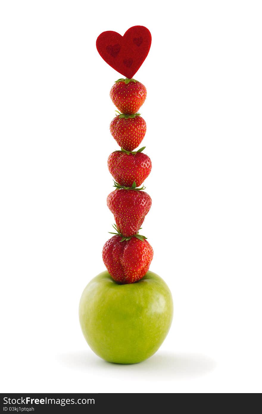 Composition Of Green Apple And Strawberries