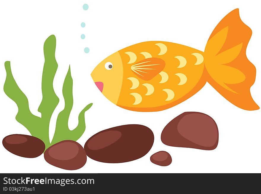 Illustration of a tropical fish and coral. Illustration of a tropical fish and coral