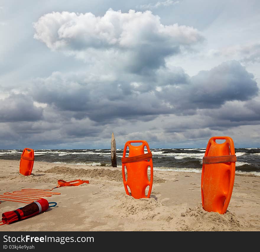 Lifeguard equipment on the beach