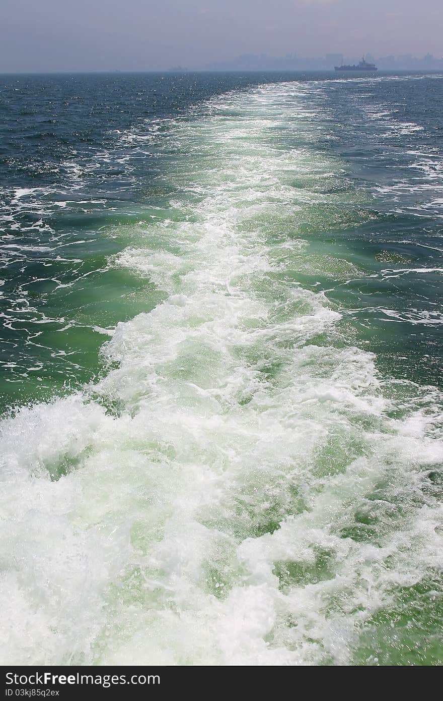 Water footprint of the boat in motion on the sea