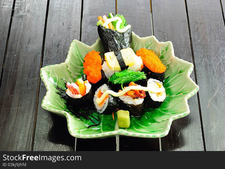 Closeup japanese sushi. Series japanese food