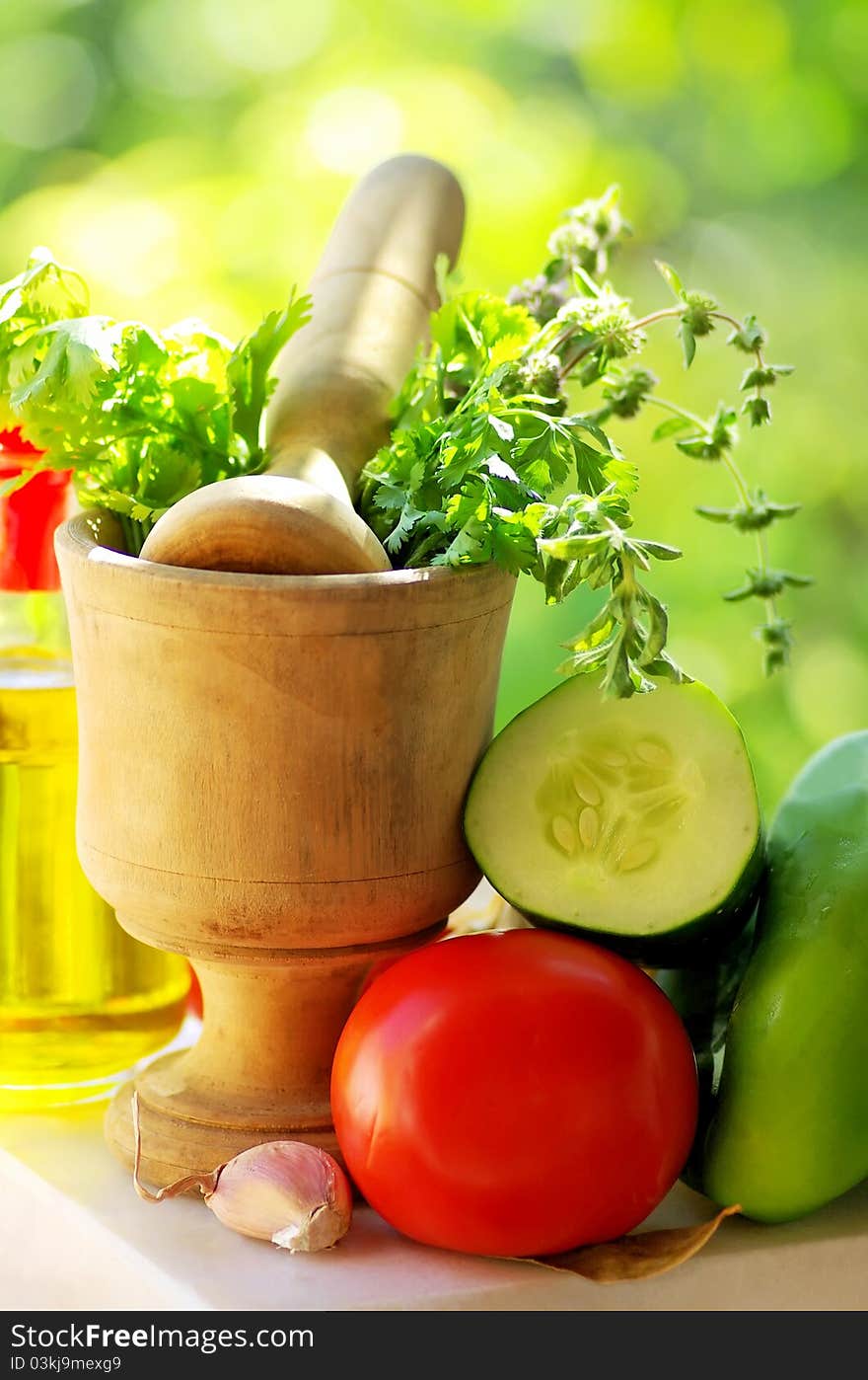 Utensils and ingredients of cuisine.