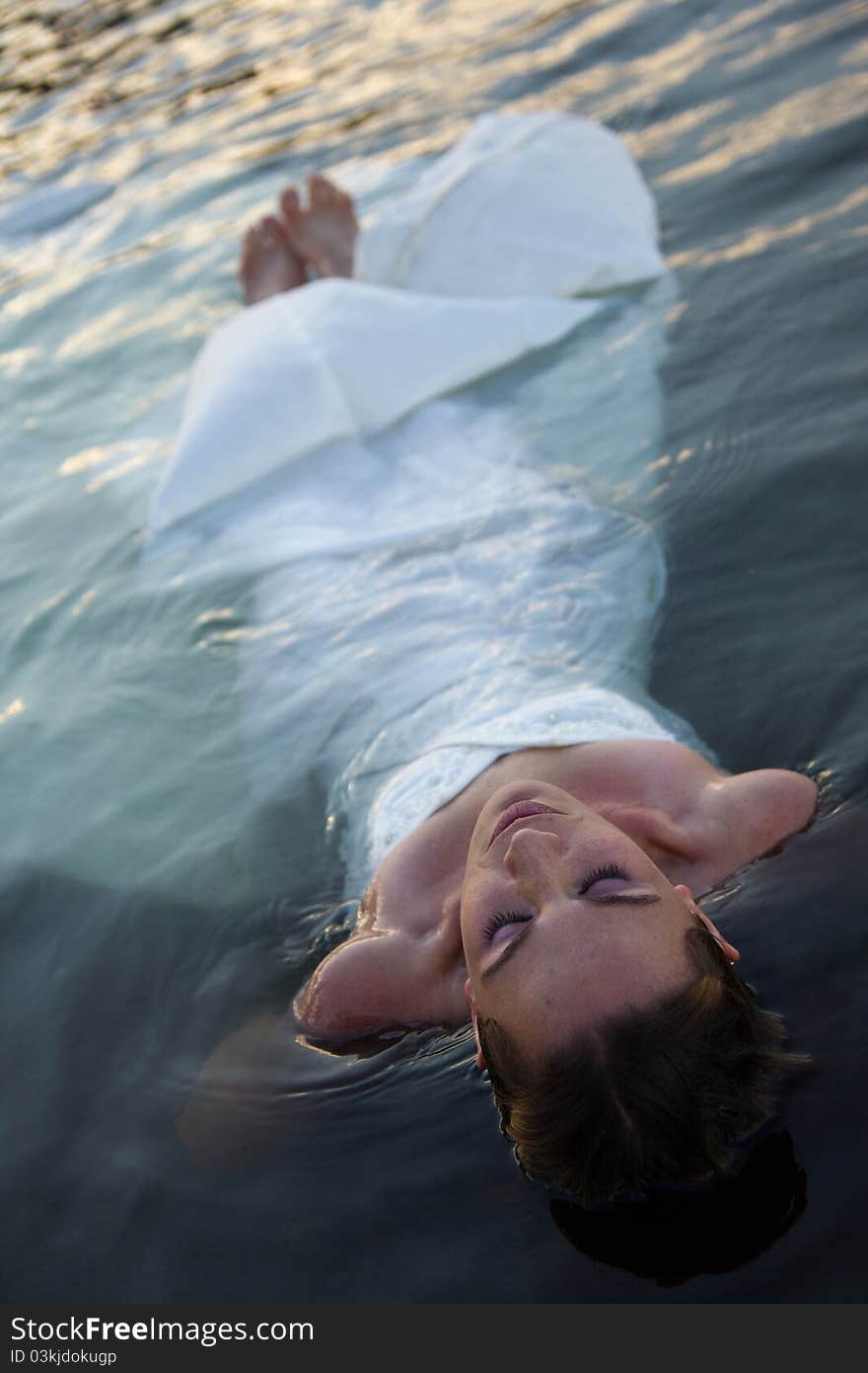 Bride in water