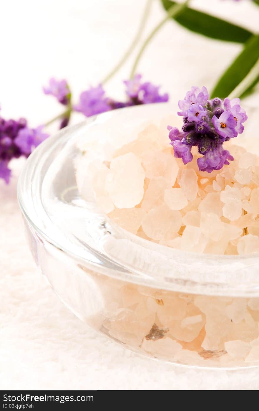 Bath Salt With Fresh Lavender Flowers