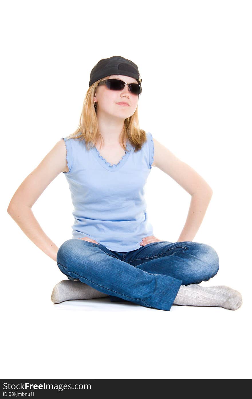 Cool teen on white background.