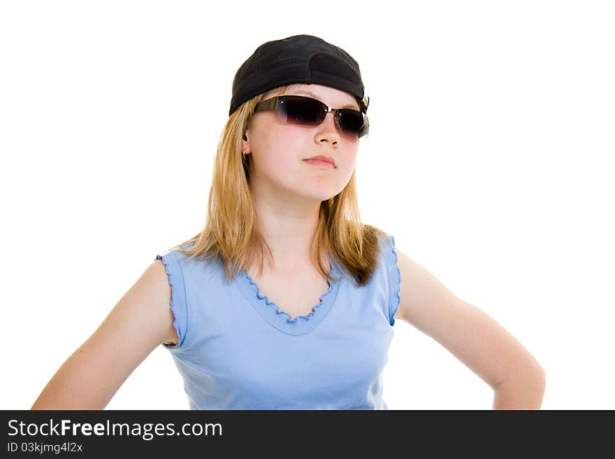 Cool teen on white background.