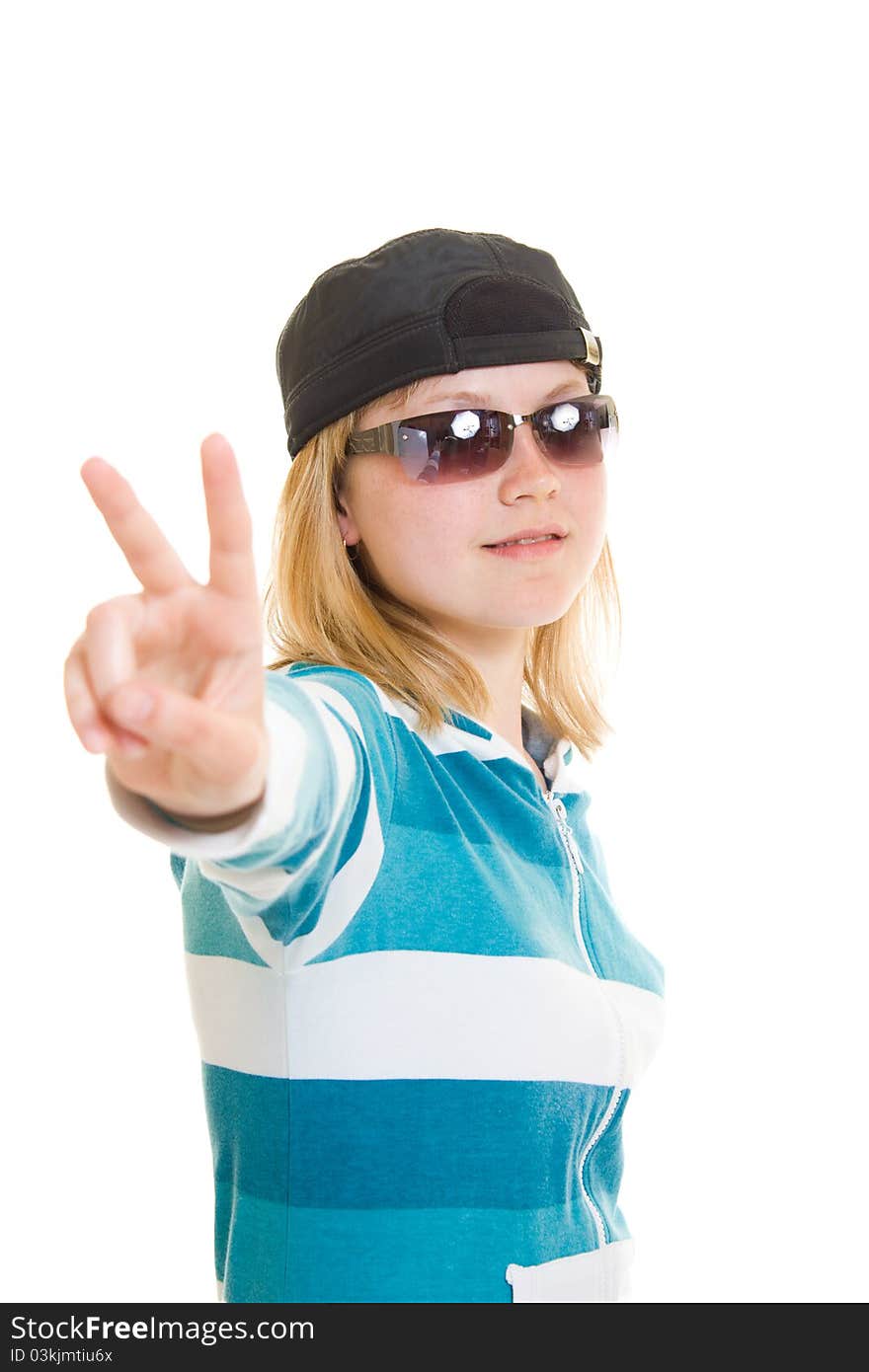 Cool teen on white background.