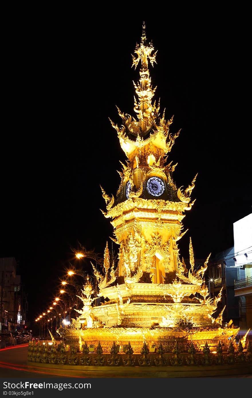 Clock Tower black  at night background