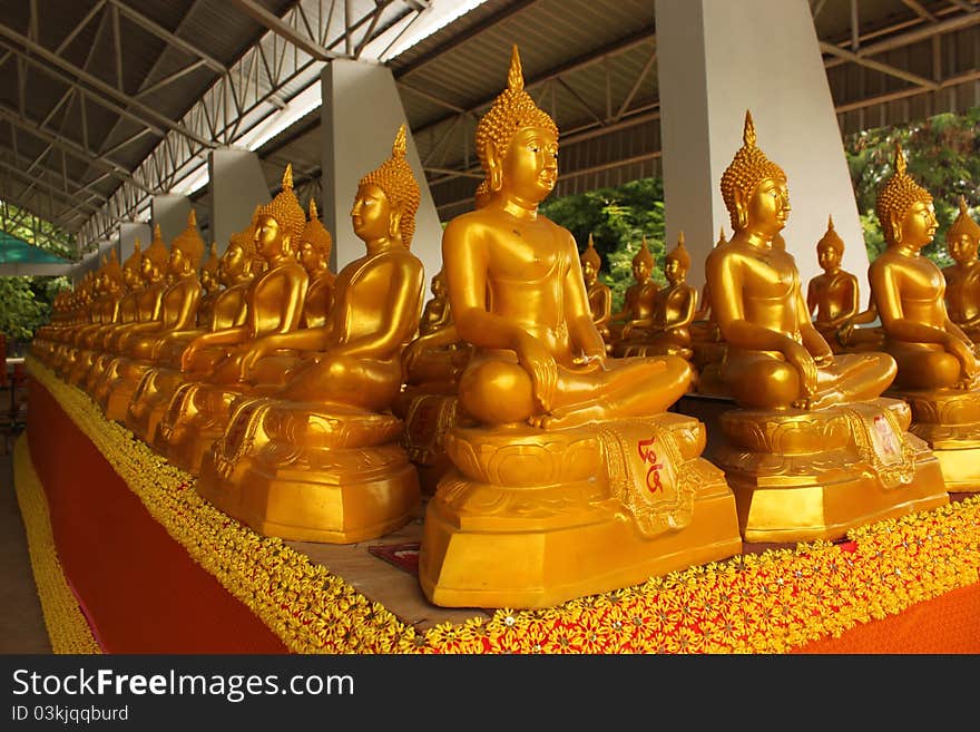 Golden buddha statue in thai temple, Ubonratchatani. Golden buddha statue in thai temple, Ubonratchatani