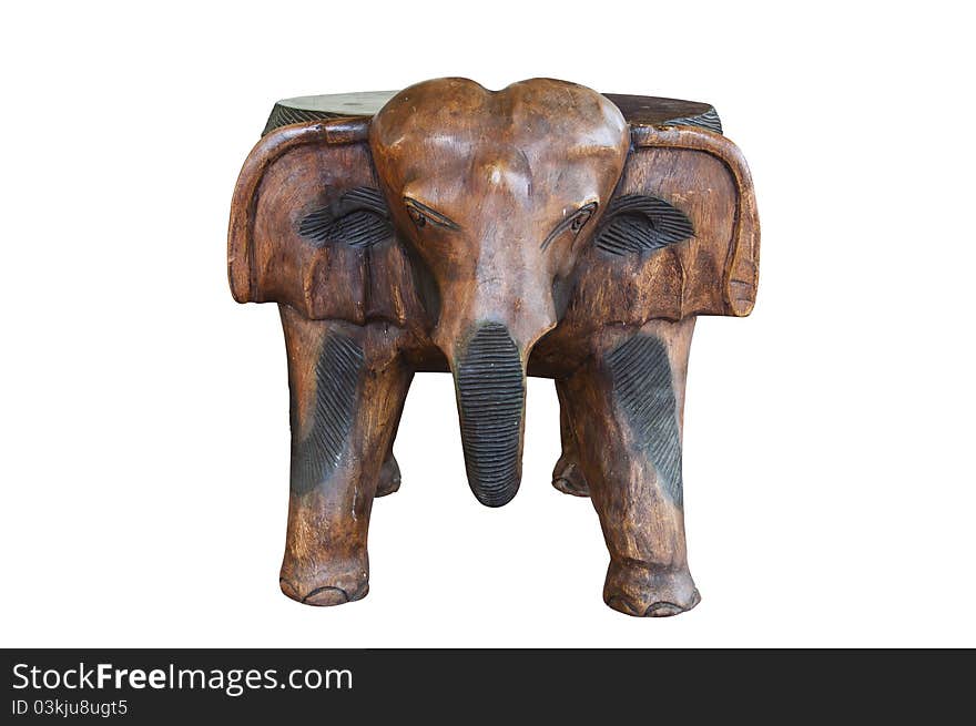 Elephant  carving on white background