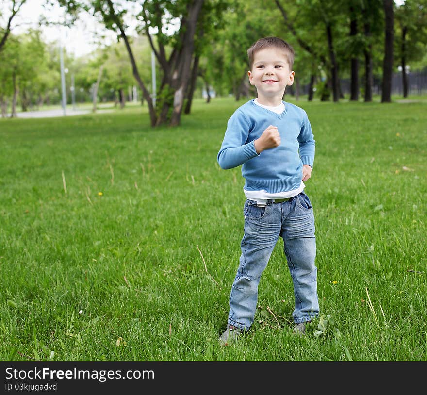 Portrait of a happy little boy in the park. Portrait of a happy little boy in the park