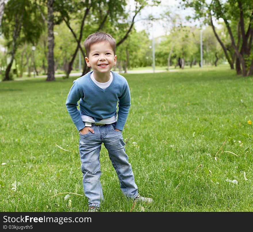 Portrait of a little boy outdoors