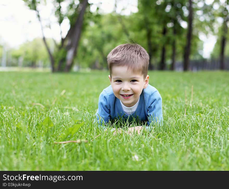 Portrait of a little boy outdoors