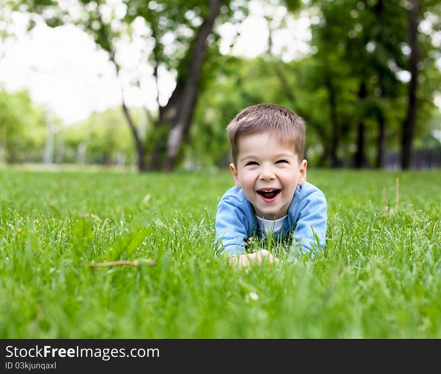 Portrait of a little boy outdoors