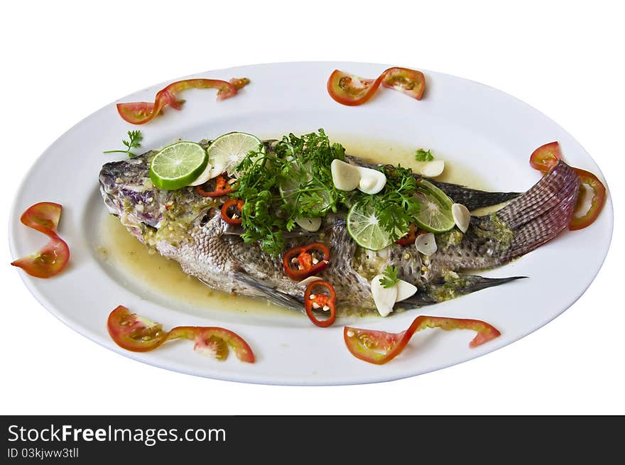 Steamed fish with lemon.