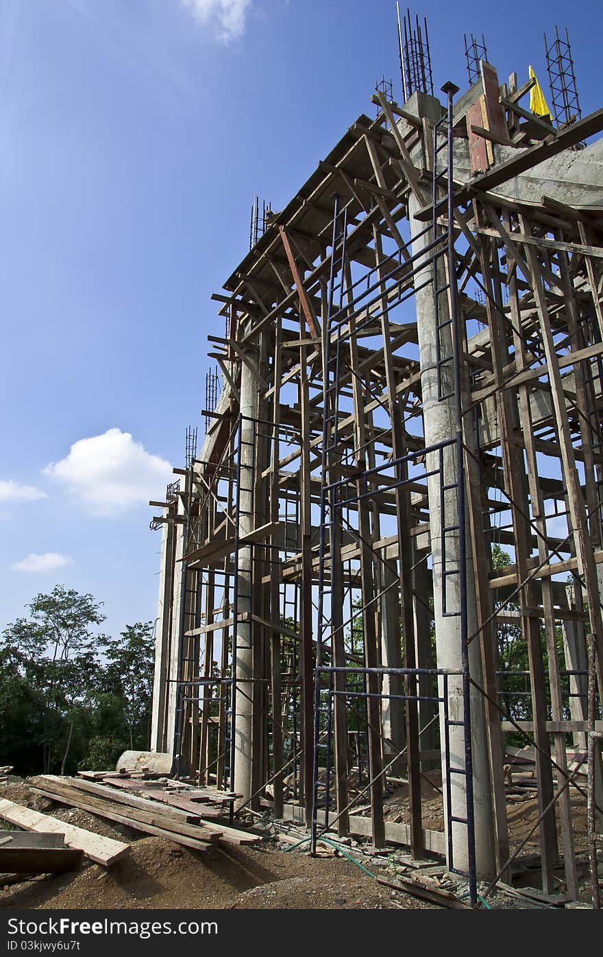 Thai temple in front of construction sites.