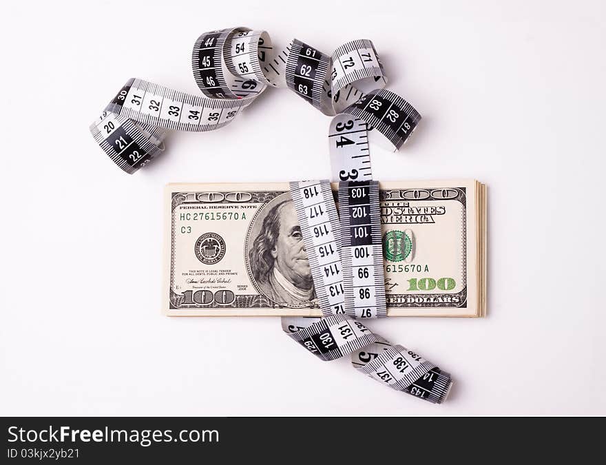 Dollar mesure with meter on white background. Dollar mesure with meter on white background