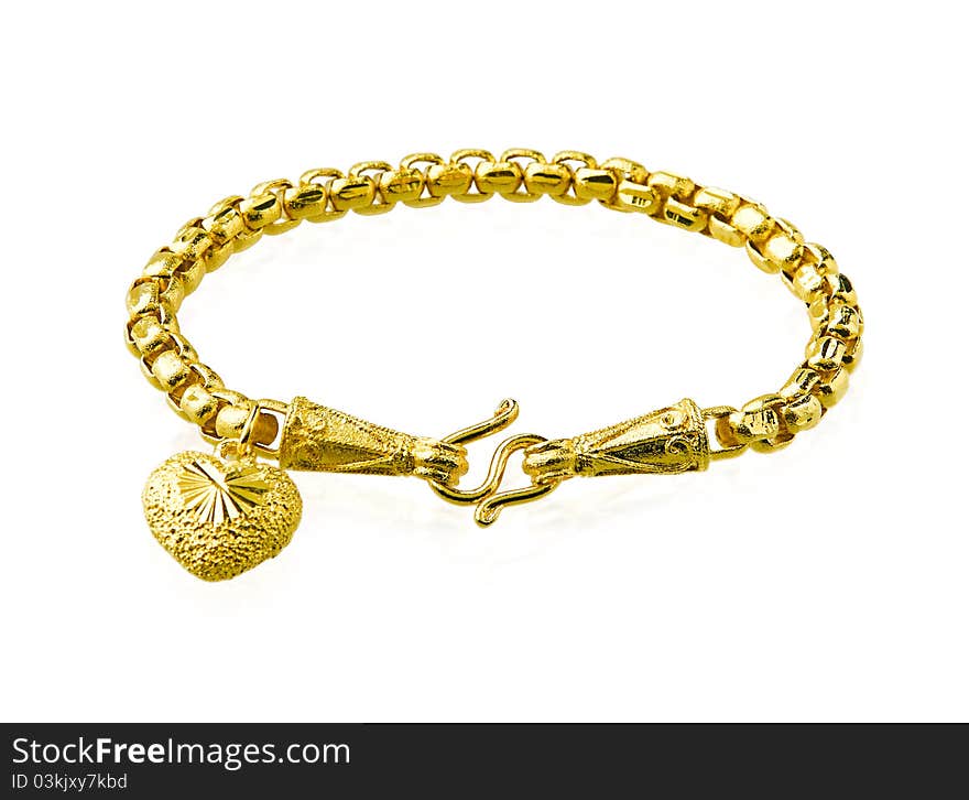 Golden bracelet in heart shape