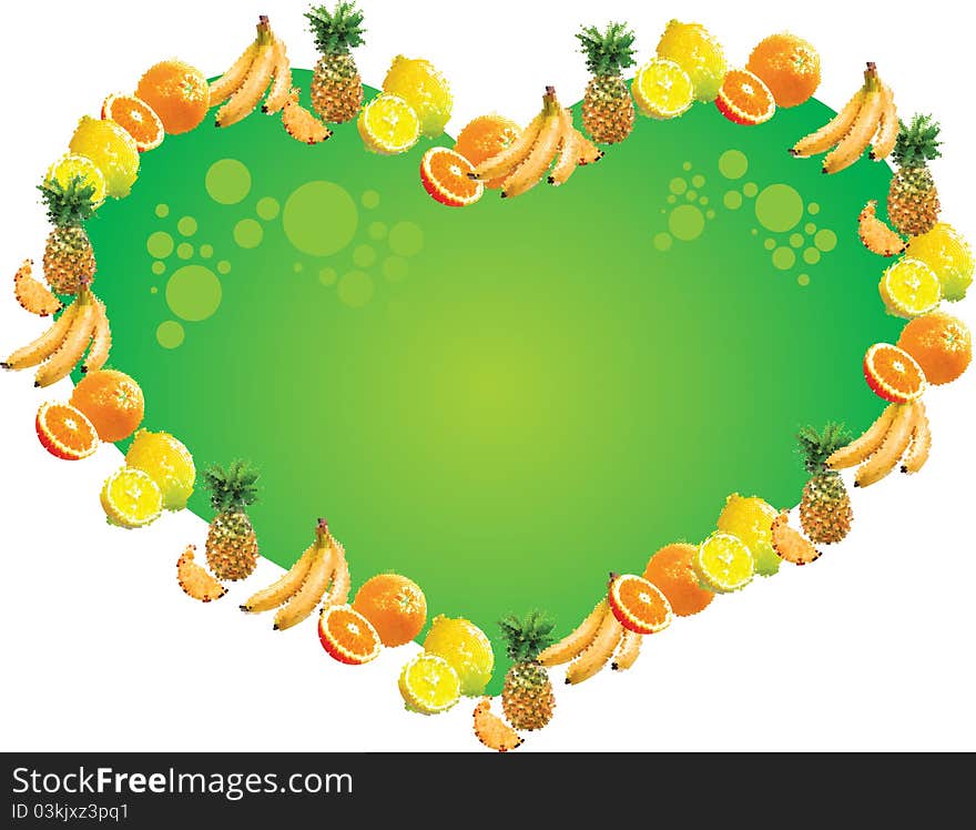 Tropical fruit label - heart