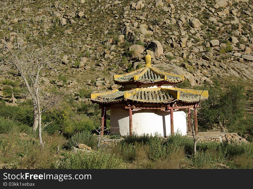 A buddhist monastery in Mongolia, in Asia. A buddhist monastery in Mongolia, in Asia