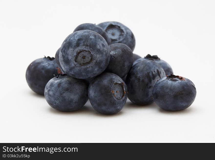 Blueberries on a white background