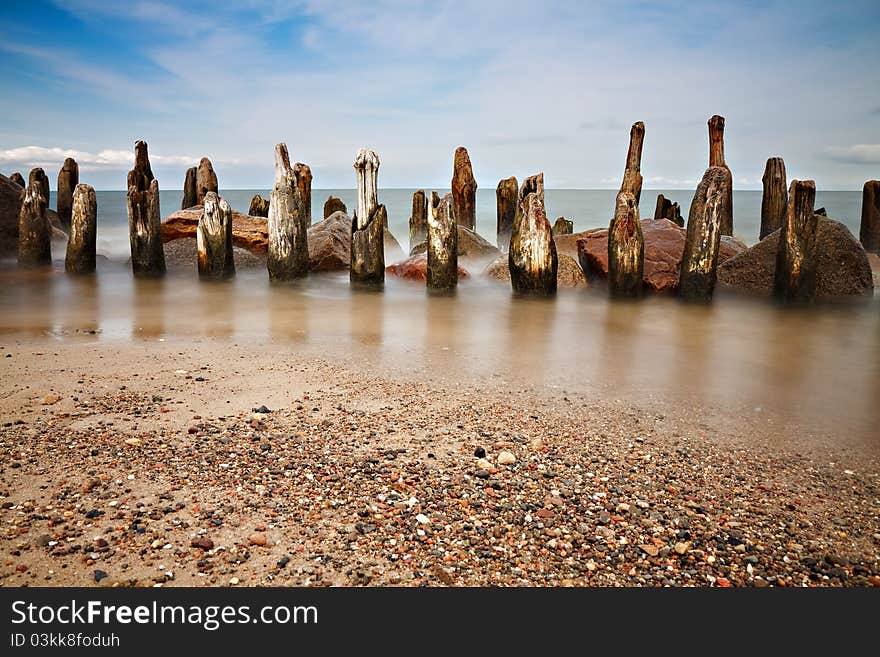 Groynes on the Baltic Sea coast.