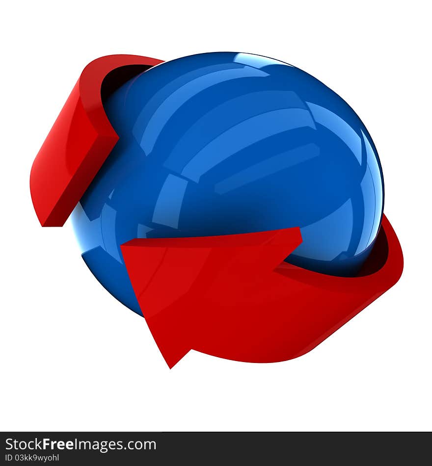 THE BLUE BALL WITH THE RED ARROW