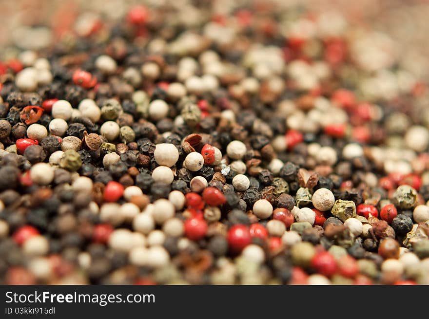 Mixed pepper texture, shallow depth of field