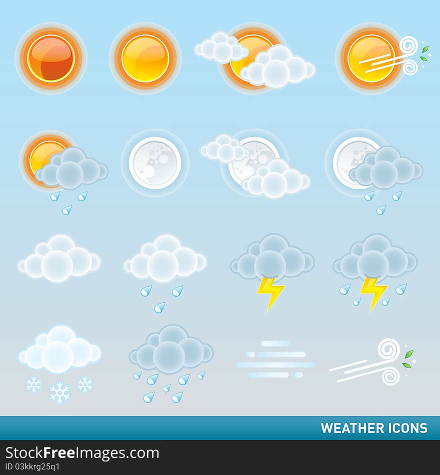 Set of icons for weather and/or meteorology. Set of icons for weather and/or meteorology