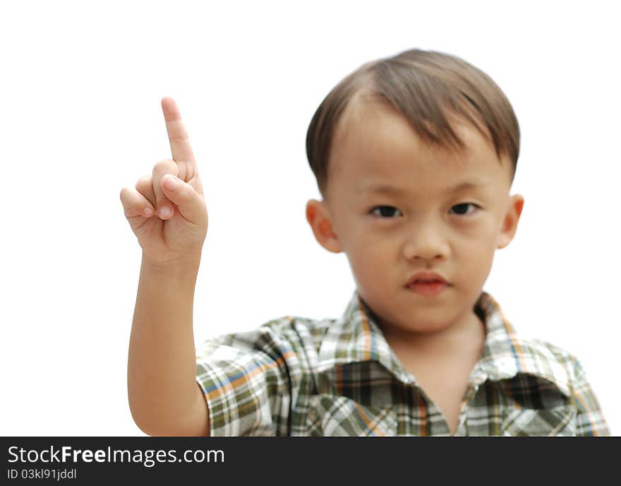 Cute young asian boy isolated on white background