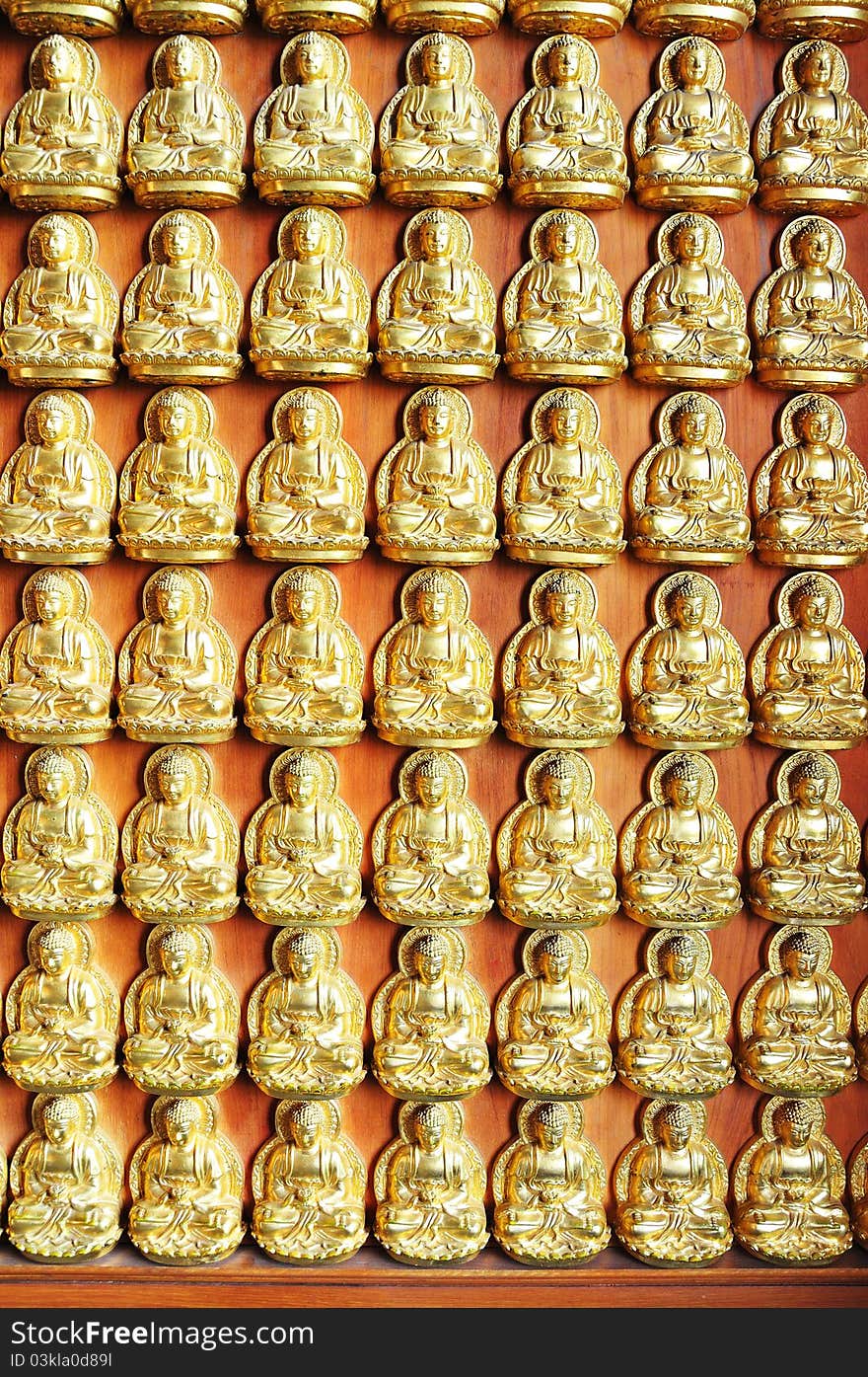 10000 Golden Buddha in Chinese temple