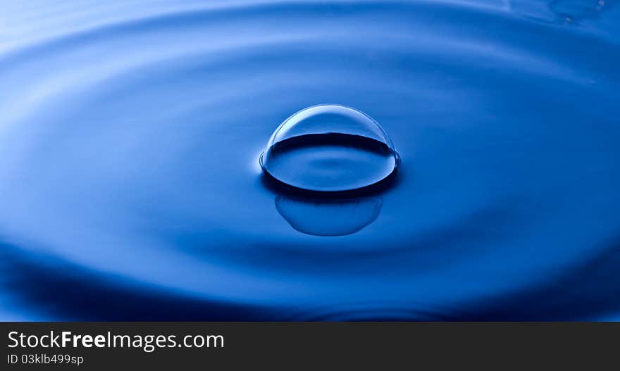 The bubble on blue water. The bubble on blue water