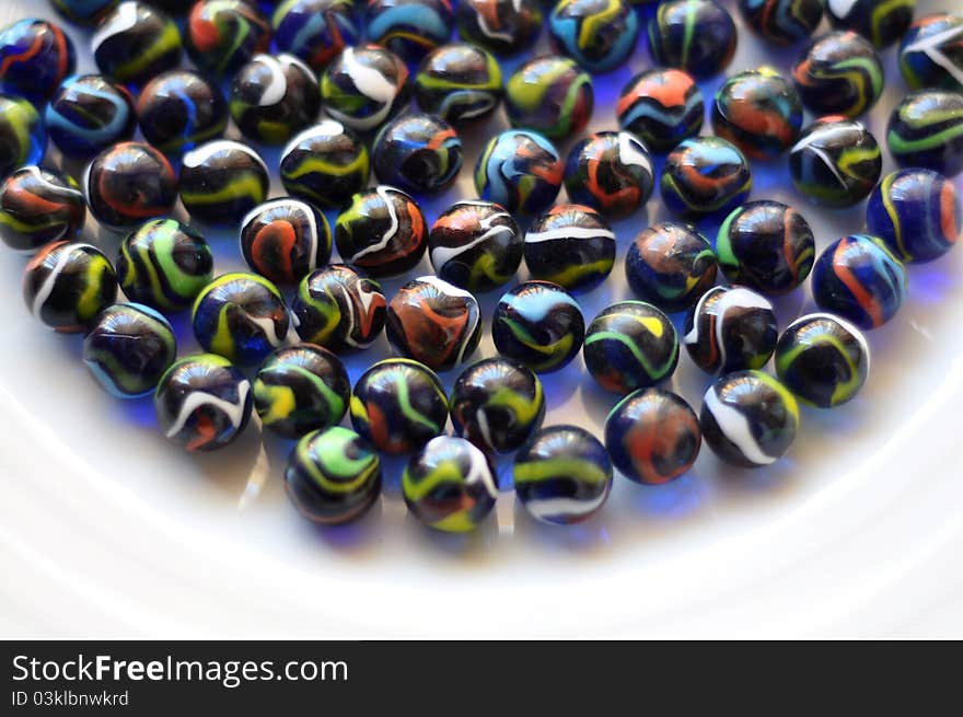 Colorful and decorated small glass balls background