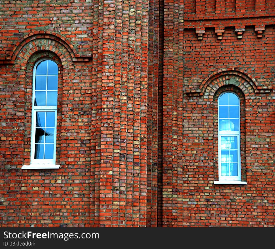 Fortification. A wall with windows. Ancient architecture