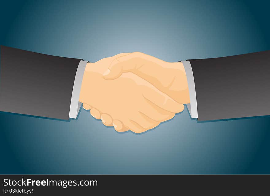 Business leaders shaking hands over a blue background. Business leaders shaking hands over a blue background