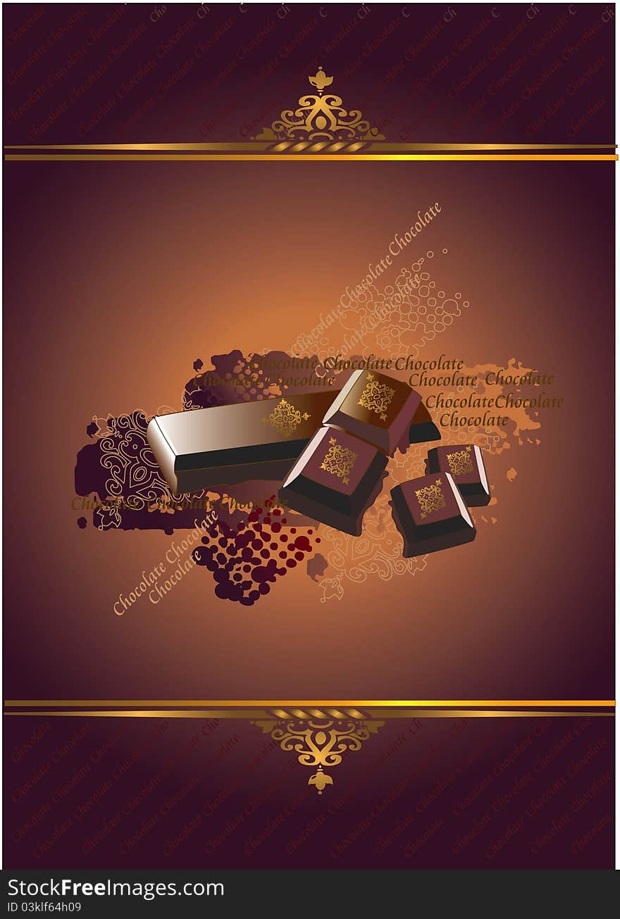 Vector chocolate background decorated with various ornaments