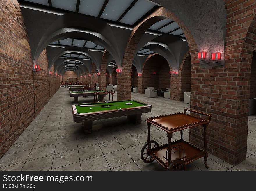 Wine Cellar 3d render in 3ds max