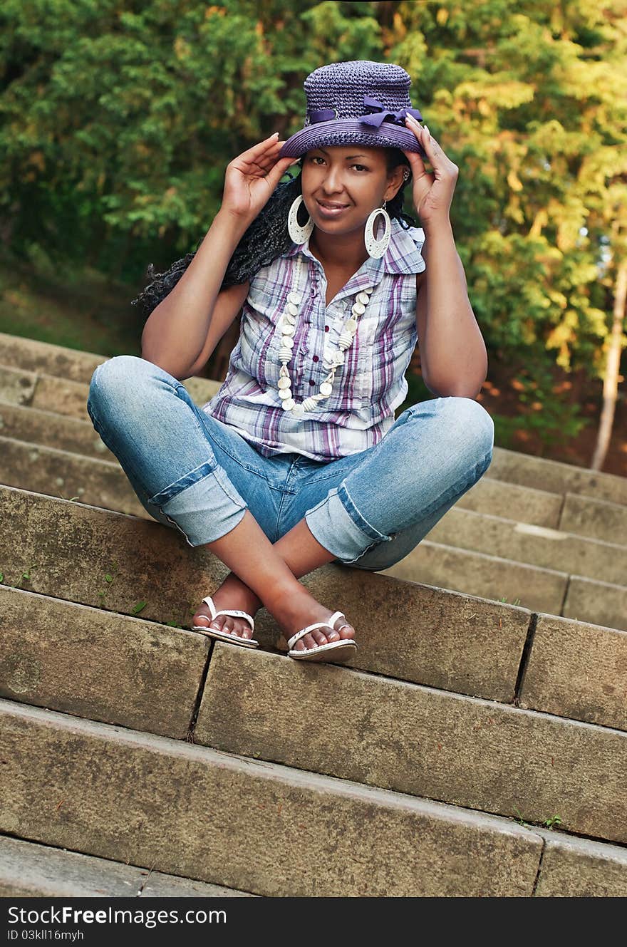 Portrait of a african young women in a summer day