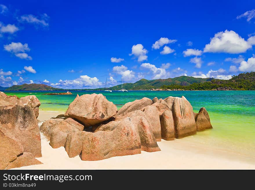 Tropical island Curieuse at Seychelles - nature background