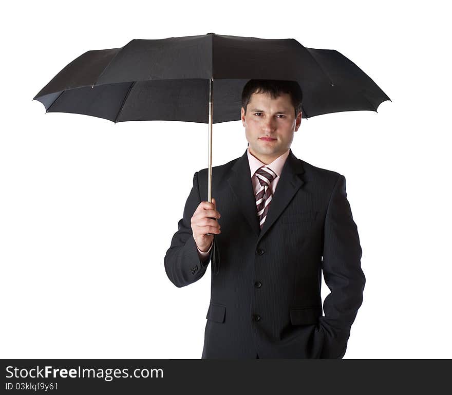 Young businessman. Isolated on white background