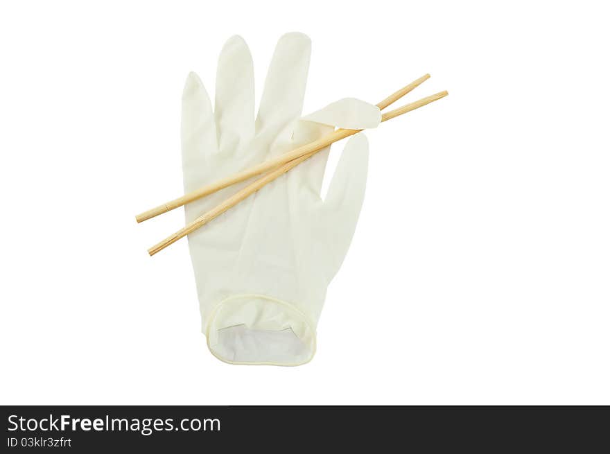 Hand white glove on isolated background