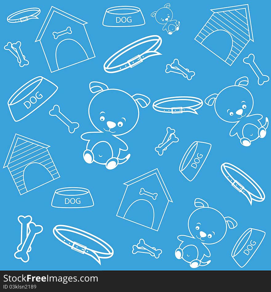 Blue funny background with dogs vector