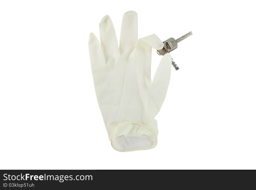 Hand white glove on isolated background