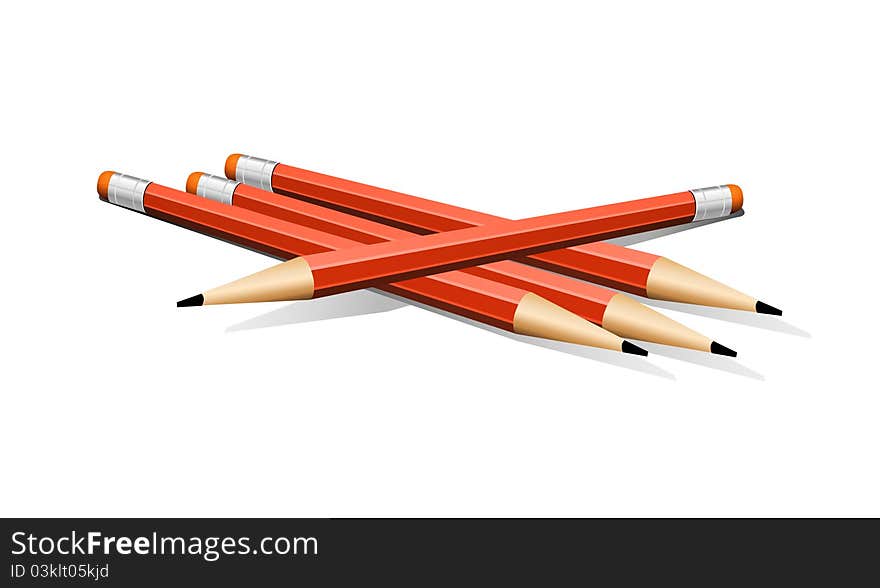 Four Red Vector Pencils